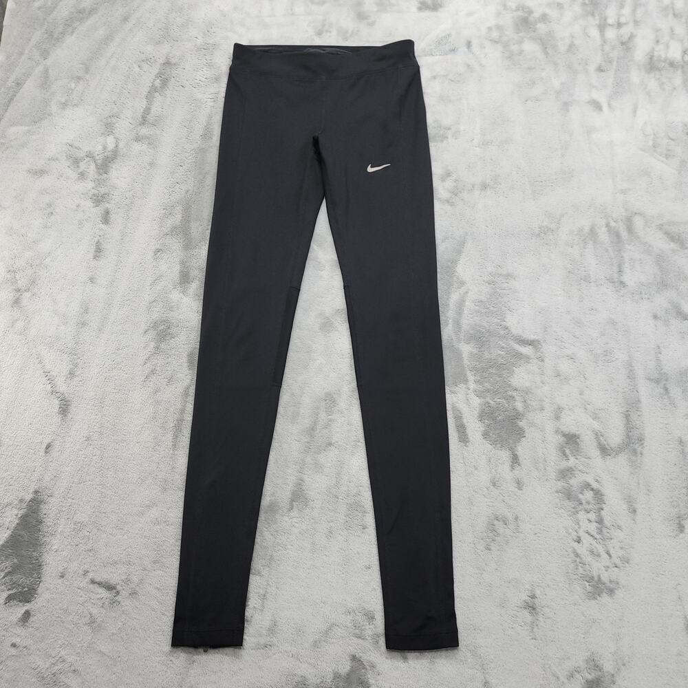 Nike Leggings Womens XS Black Zip Hem Pocket Ankle‎ Running Training Tights